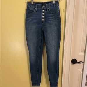 High-Waisted Button-Fly Blue Jeans